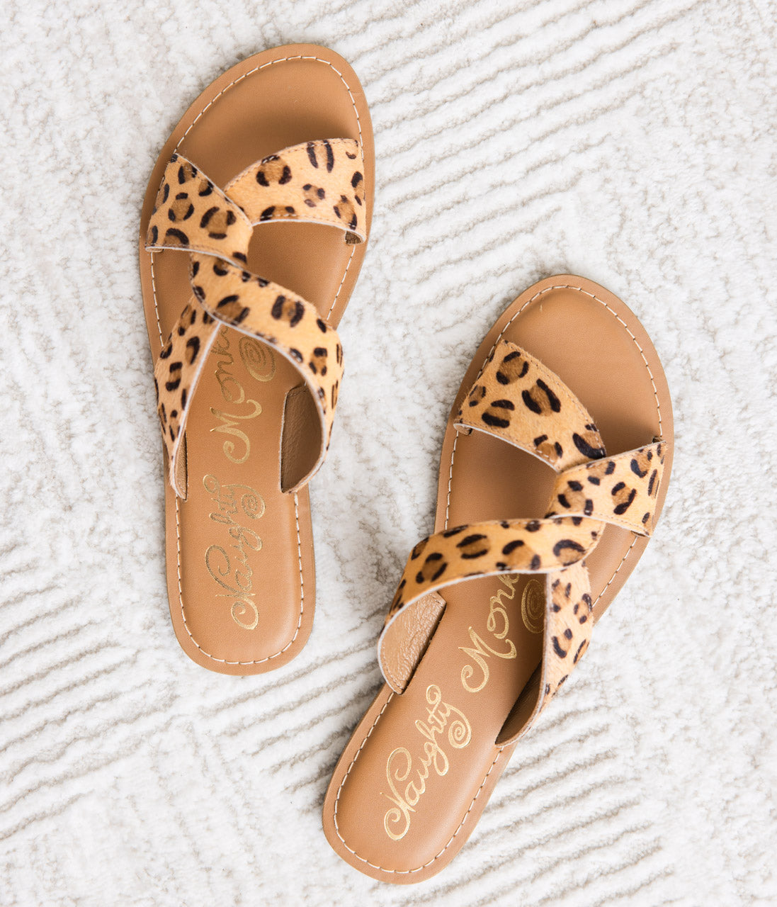 Conga Sandal by Naughty Monkey - Leopard Print, Knotted Slide, Leather Footbed
