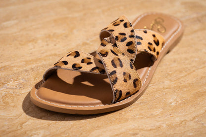 Conga Sandal by Naughty Monkey - Leopard Print, Knotted Slide, Leather Footbed