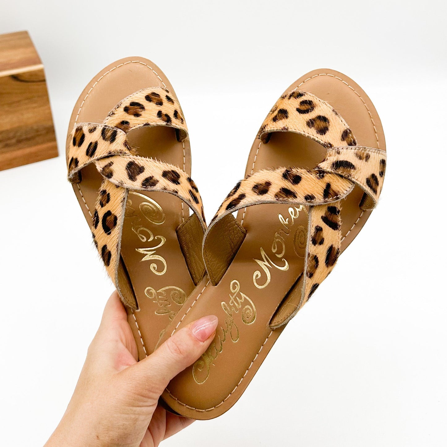 Conga Sandal by Naughty Monkey - Leopard Print, Knotted Slide, Leather Footbed