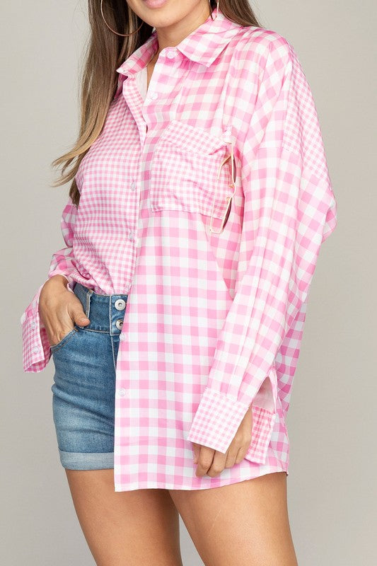 Lya Gingham Check Shirt with Pocket