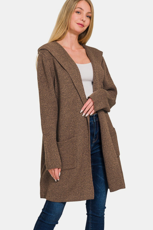 Flannery Hooded Open Front Sweater Cardigan