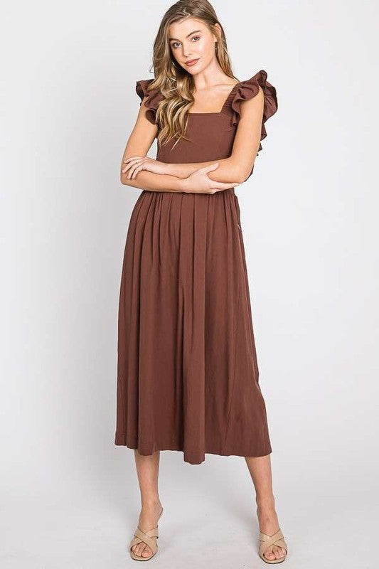 Vivian Ruffle Midi Dress