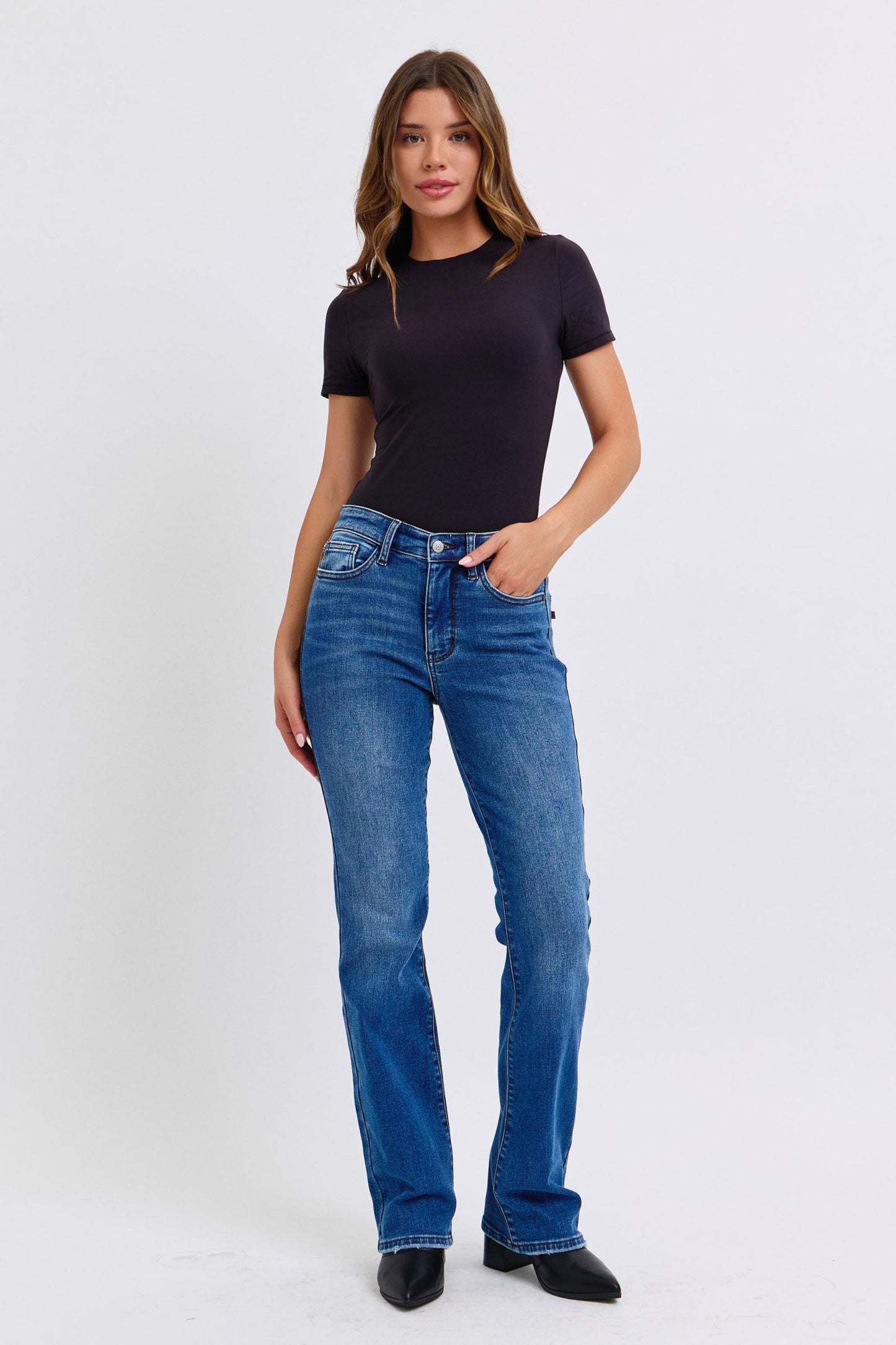 Bette Mid-Rise Bootcut Jeans with Pockets by Judy Blue