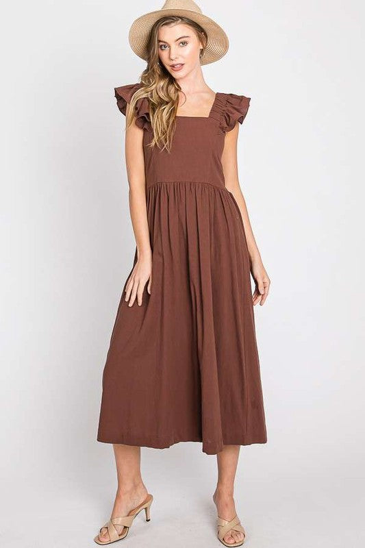 Vivian Ruffle Midi Dress