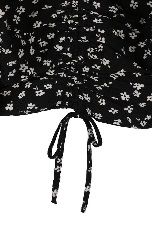 Natasha Ruched Floral Print Crop Top