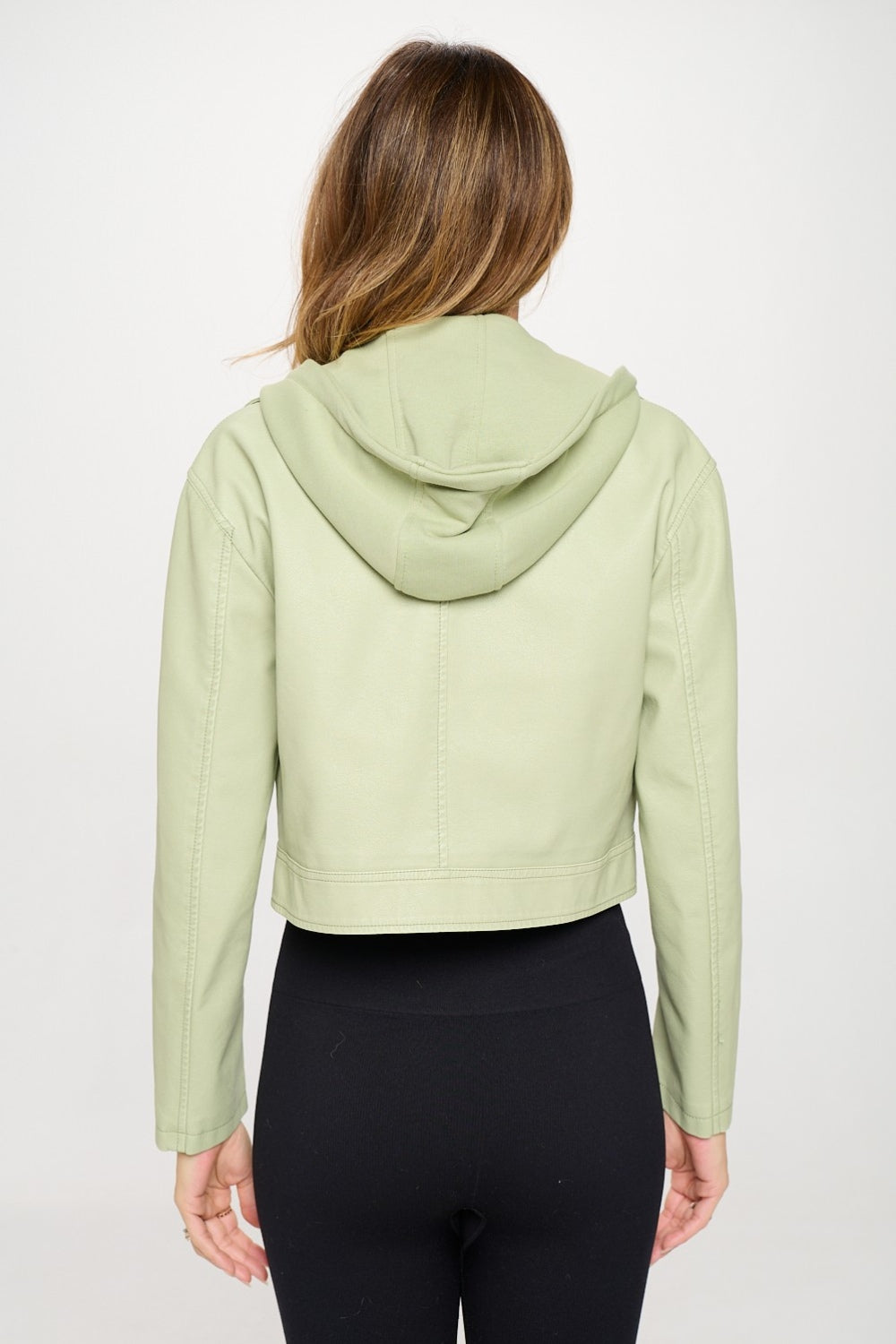 Ellen Snap Down Cropped Hooded Jacket In Mint