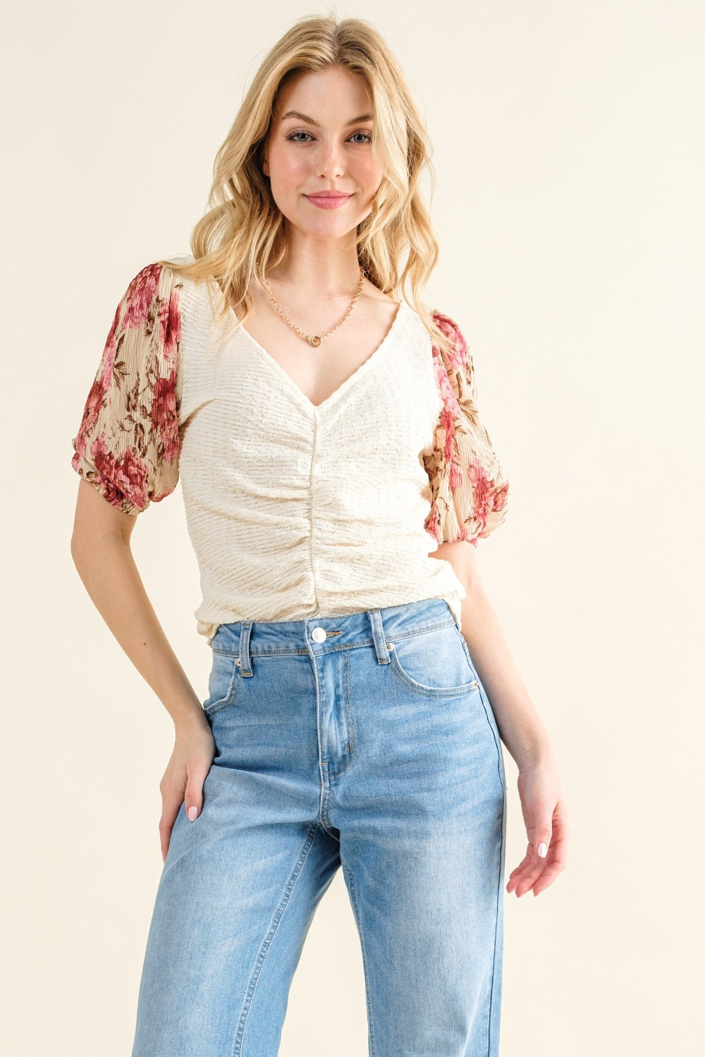 Emily Floral Sleeve Knit Top