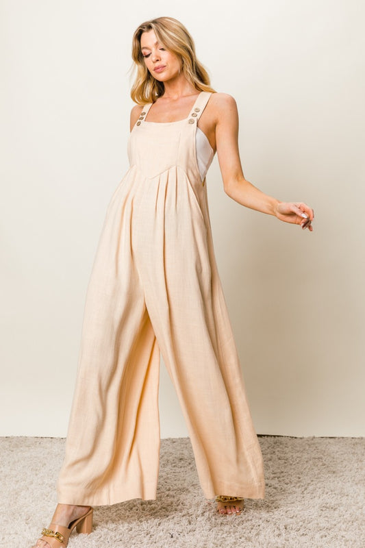 Cyprian Texture Sleeveless Wide Leg Jumpsuit