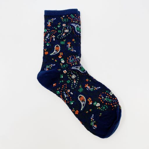 Kembrie Pretty Paisley Socks Set - 2-Pack, Navy & Taupe, One Size, Cotton Blend