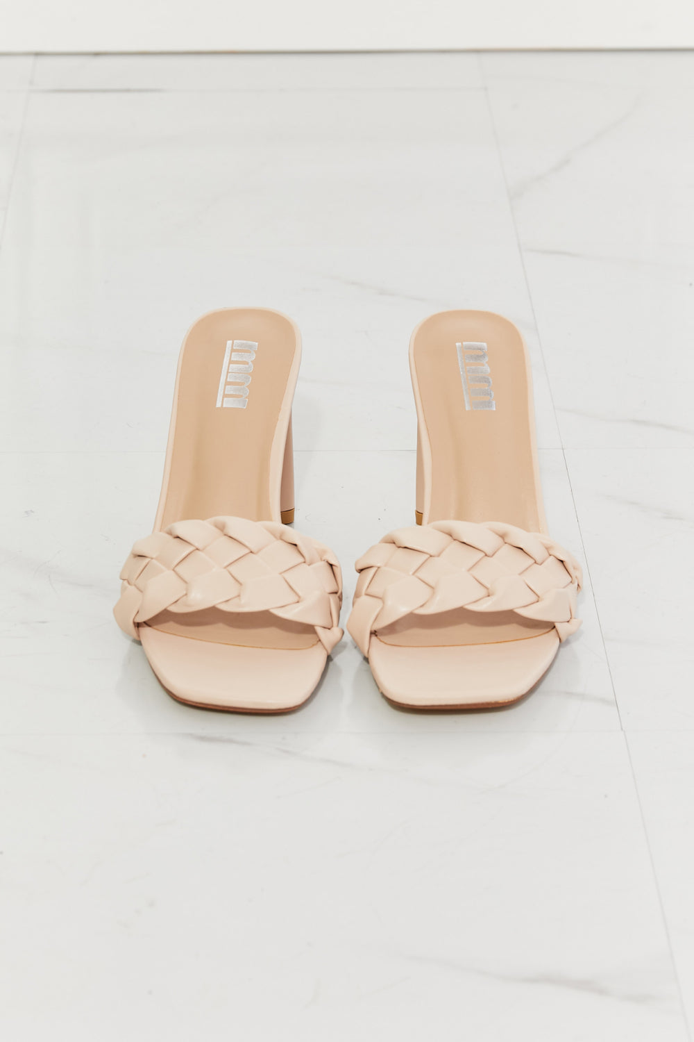 Dahlia Top of the World Braided Block Heel Sandals in Beige