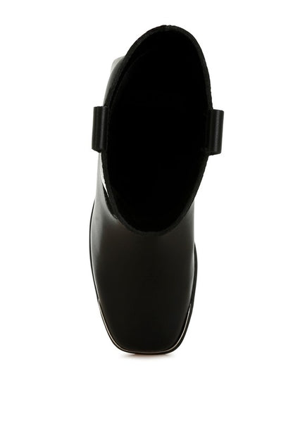 Overhead view of Iliad Leather Ankle Boots showing structured opening and square toe shape.