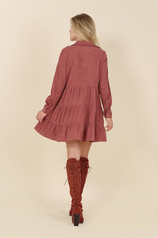 Pauline Corduroy Tiered Dress