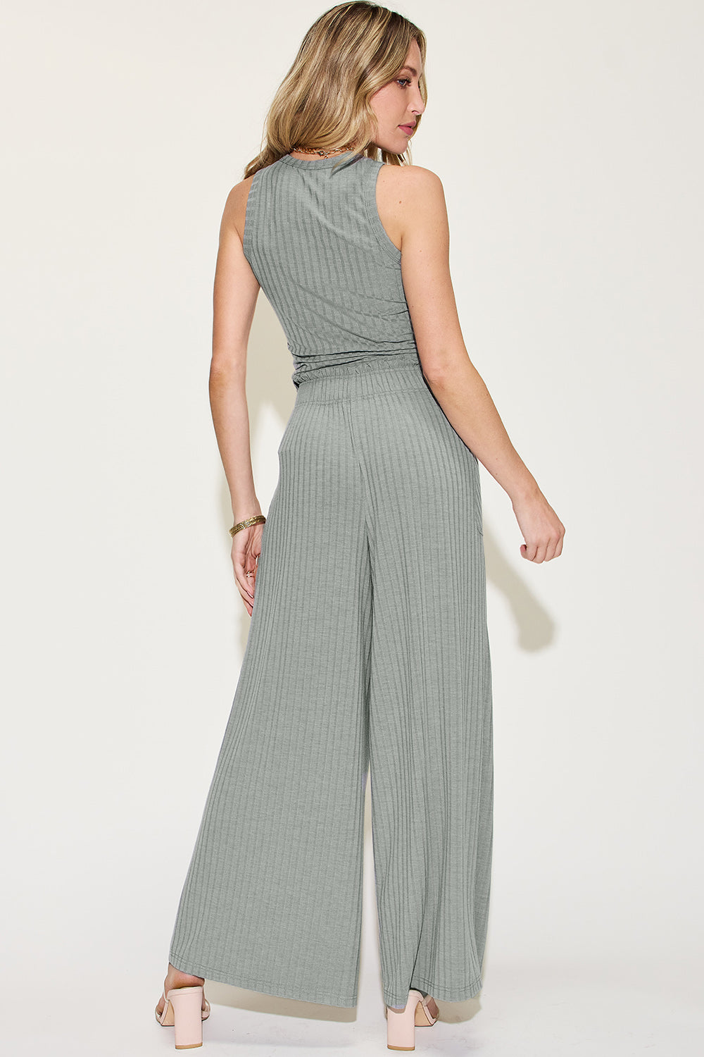 Noel Full Size Ribbed Tank and Wide Leg Pants Set