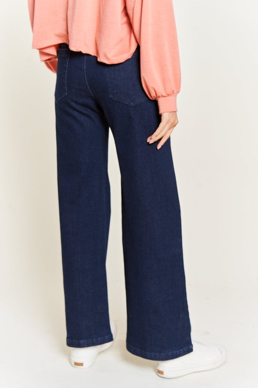 Katrin High Waisted Button Wide Leg Jeans,