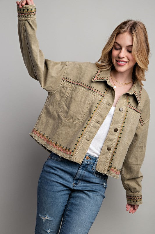 Dylan Embroidered Wash Cotton Jacket