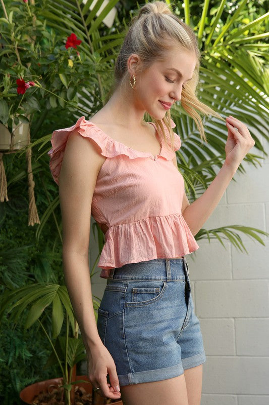 Mindy Ruffle Top With Flare