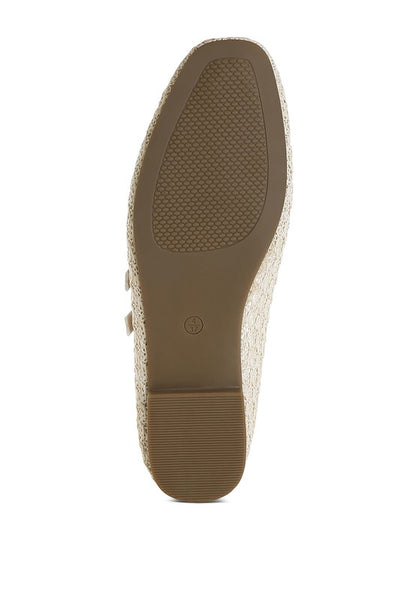 Bottom view of Warena Ballerinas in beige, TP rubber outsole with flat heel