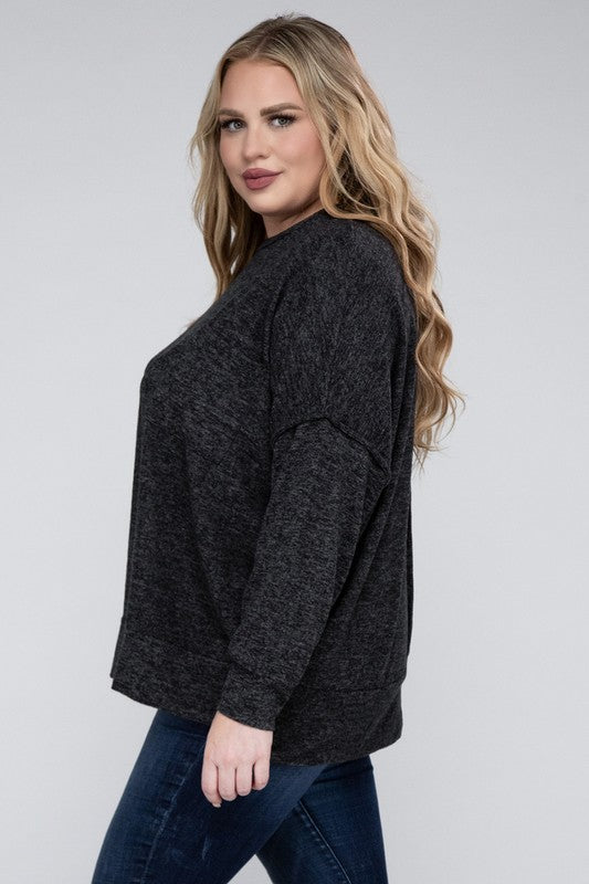 Lealla Brushed Melange Drop Shoulder Sweater