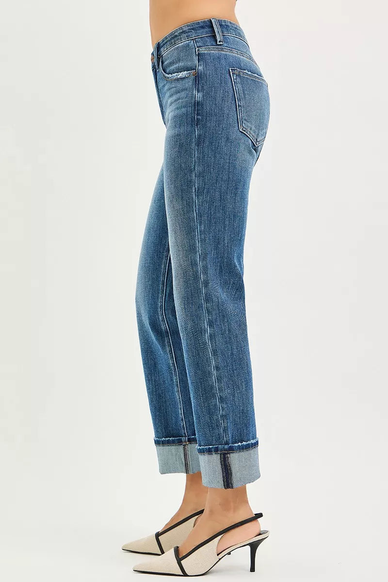Side angle of Cara 4 Way Stretch Jeans featuring high waist and soft flexible denim material.