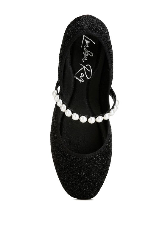 Shontel Pearl Strapped Glitter Ballerinas