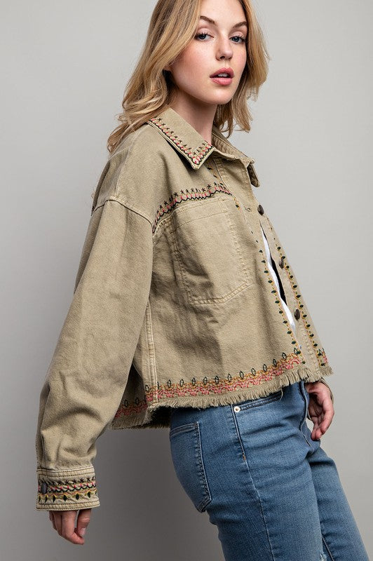 Dylan Embroidered Wash Cotton Jacket