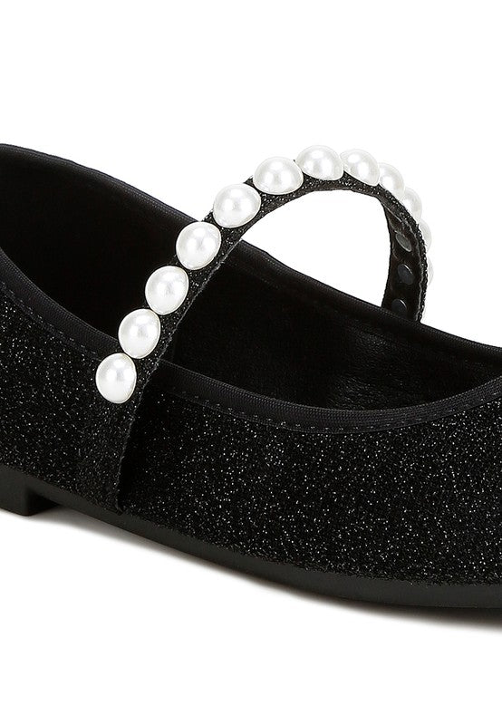 Shontel Pearl Strapped Glitter Ballerinas