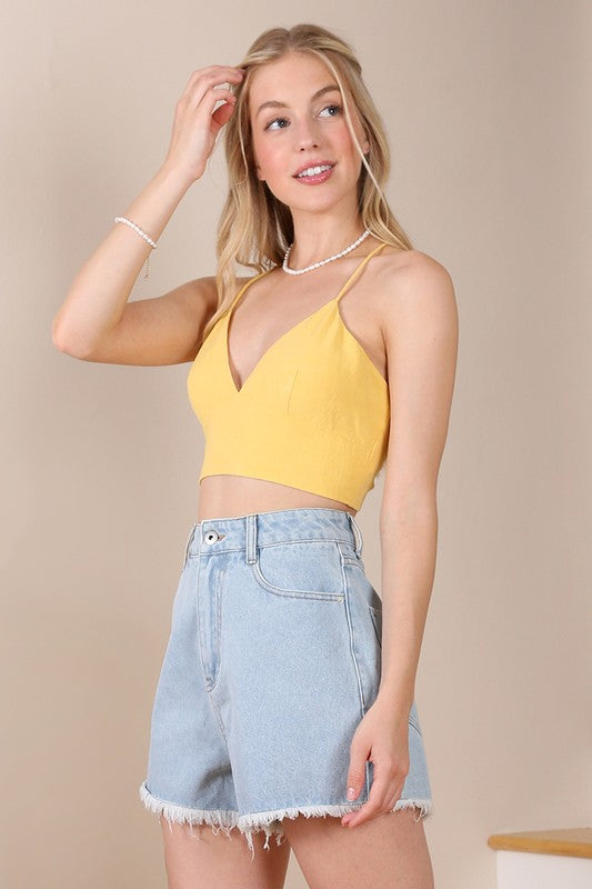 Jamilla Yellow Crop Tank Top