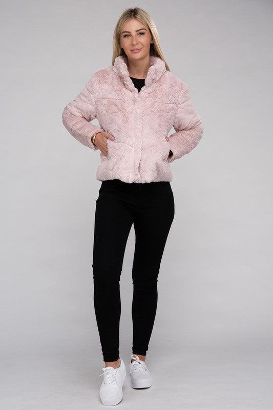 Tanvi Fluffy Zip-Up Sweater Jacket