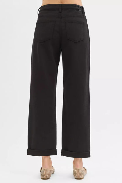 Back view of Trina Black Relaxed Fit Jeans – five-pocket detail.