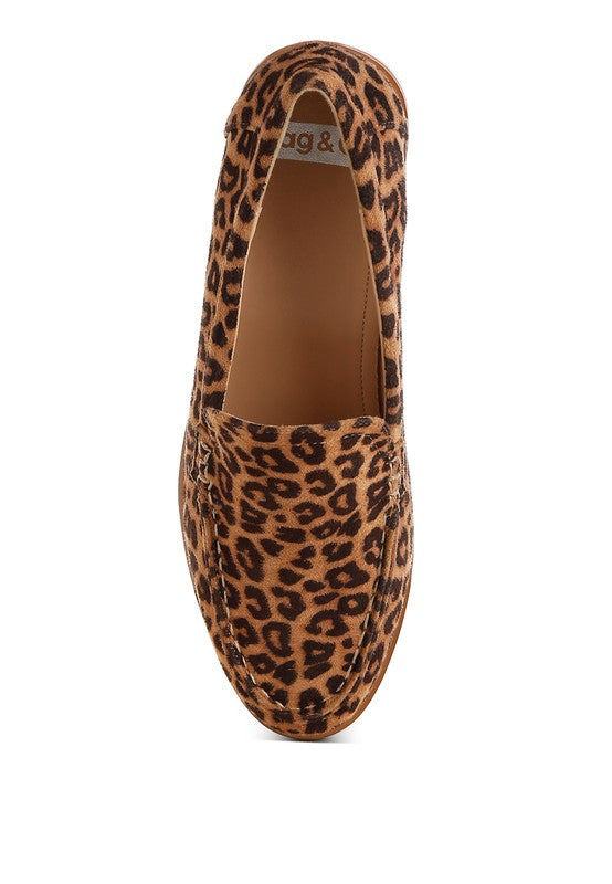 Cacani leopard print loafers with cushioned insoles and low block heel for comfort and style.