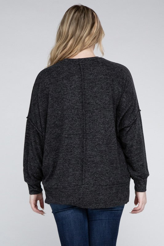 Lealla Brushed Melange Drop Shoulder Sweater