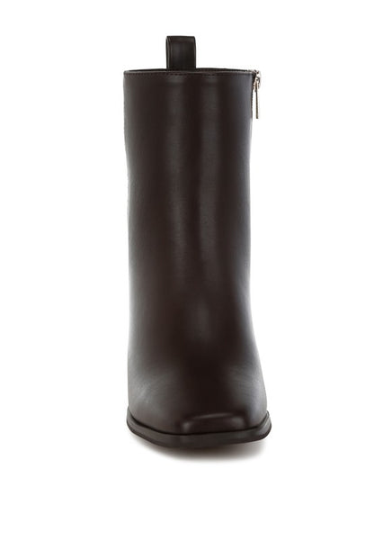 Front view of Brown Muskox Square Toe Boots highlighting square toe design and minimalist silhouette.