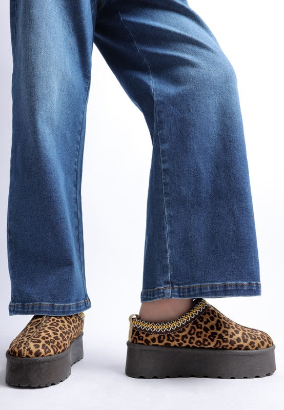 Ottawa Leopard Platform Slip-Ons close-up showing anti-skid sole and textured upper.