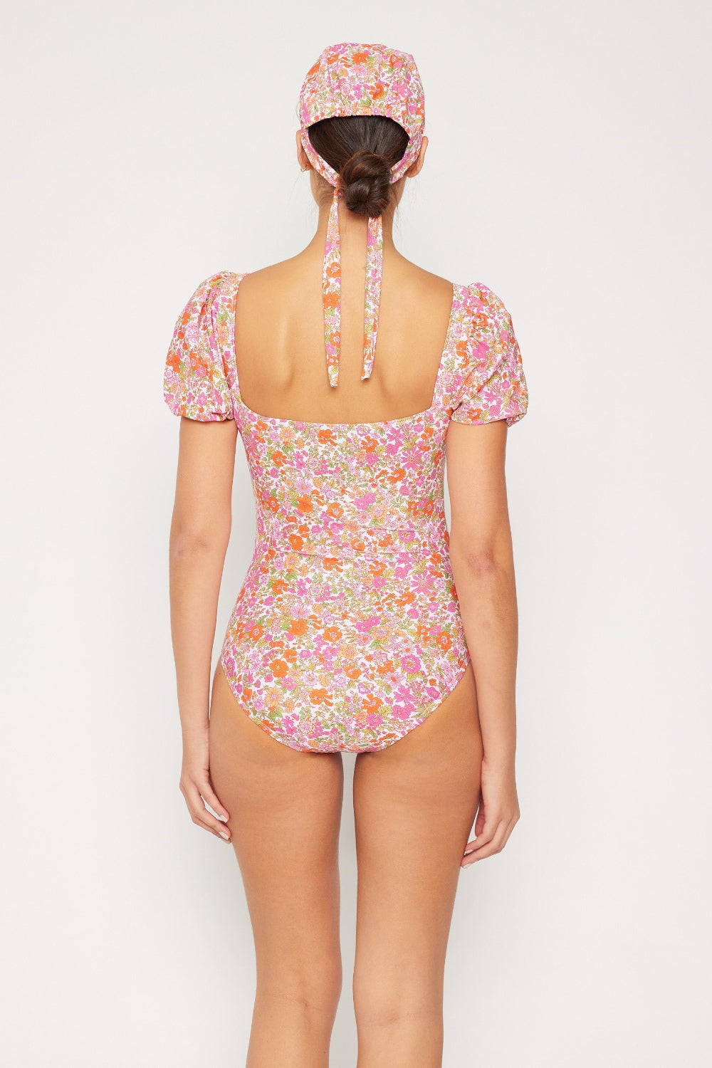 Trinity Beach Puff Sleeve One-Piece In Floral By Marina West