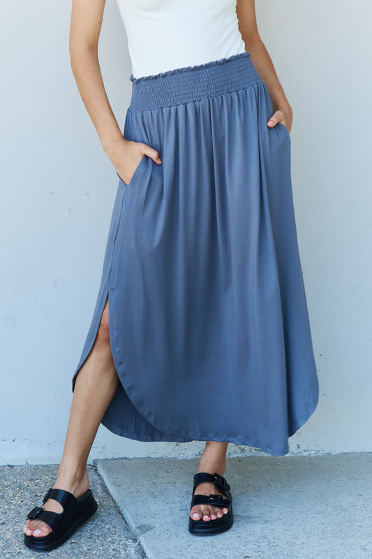 Bexley High Waist Scoop Hem Maxi Skirt