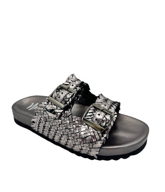 Karina Intertwine Dual Woven Strap Slide in Pewter