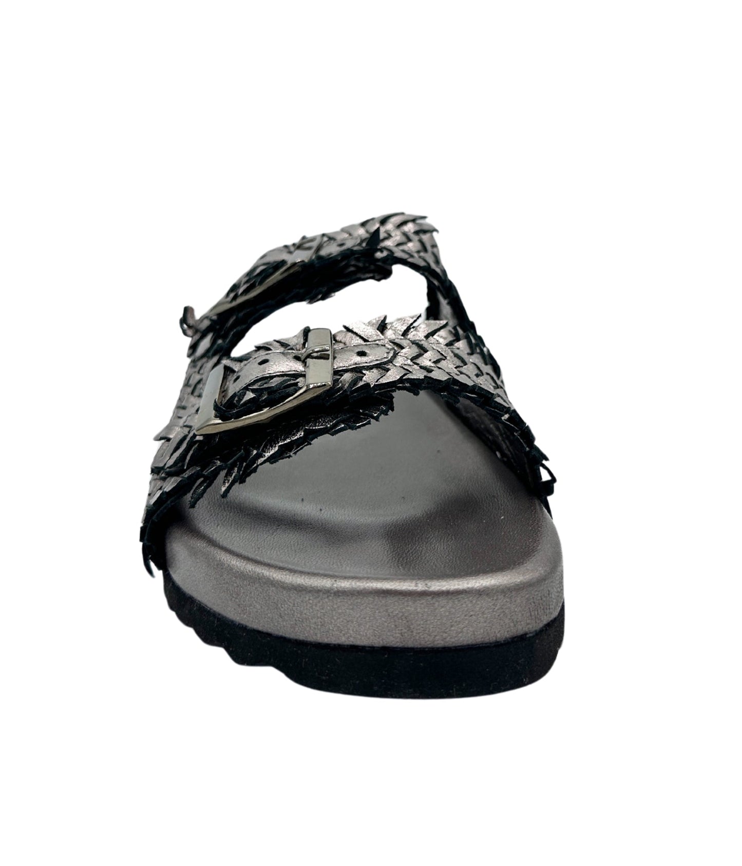 Karina Intertwine Dual Woven Strap Slide in Pewter