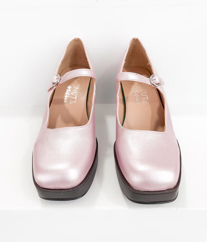 Matilda Platform Heels in Metallic Rose - Mary Jane Block Heel