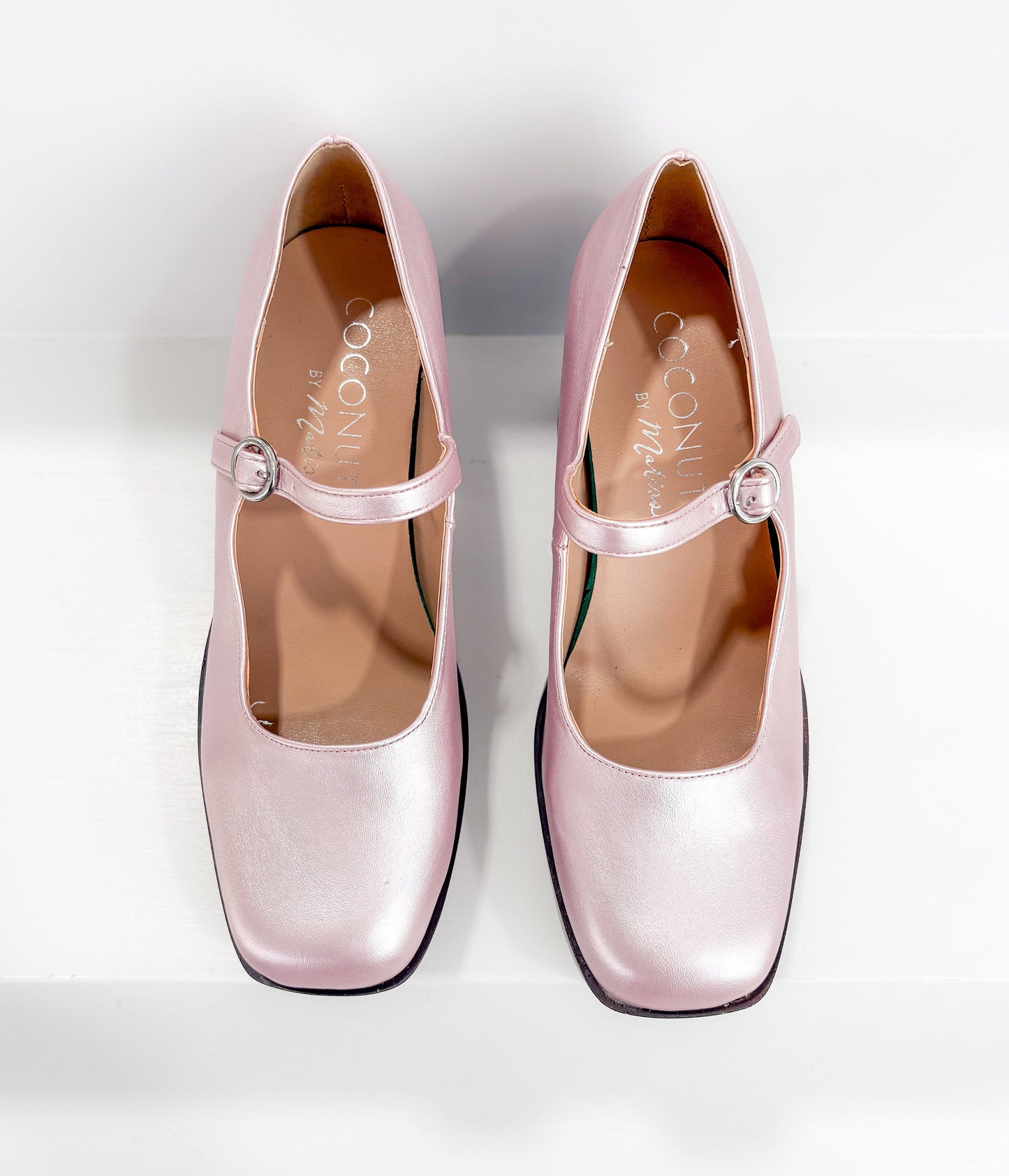 Matilda Platform Heels in Metallic Rose - Mary Jane Block Heel