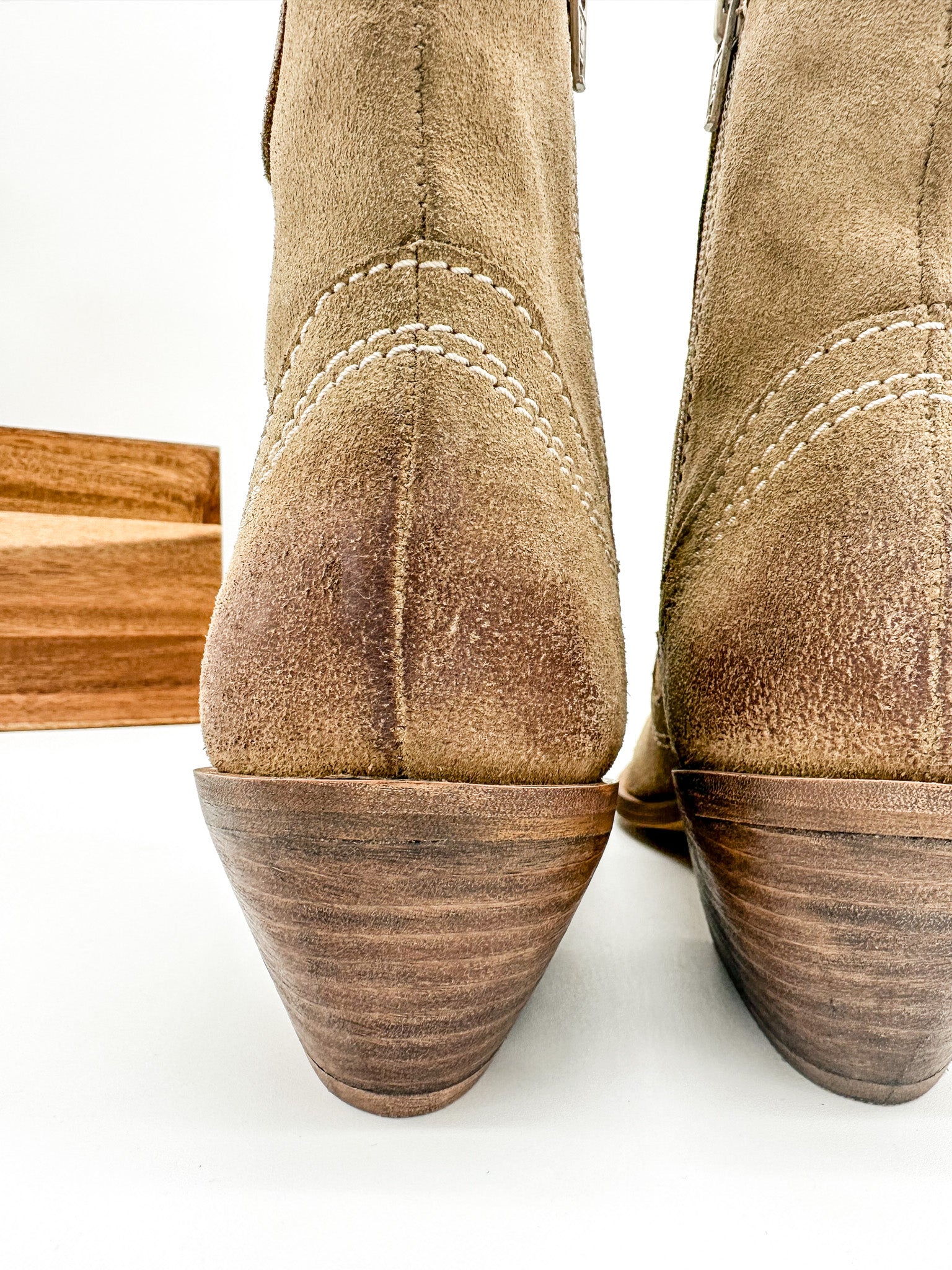 Smith Suede Ankle Boot in Tan with a soft suede finish and inside zipper.