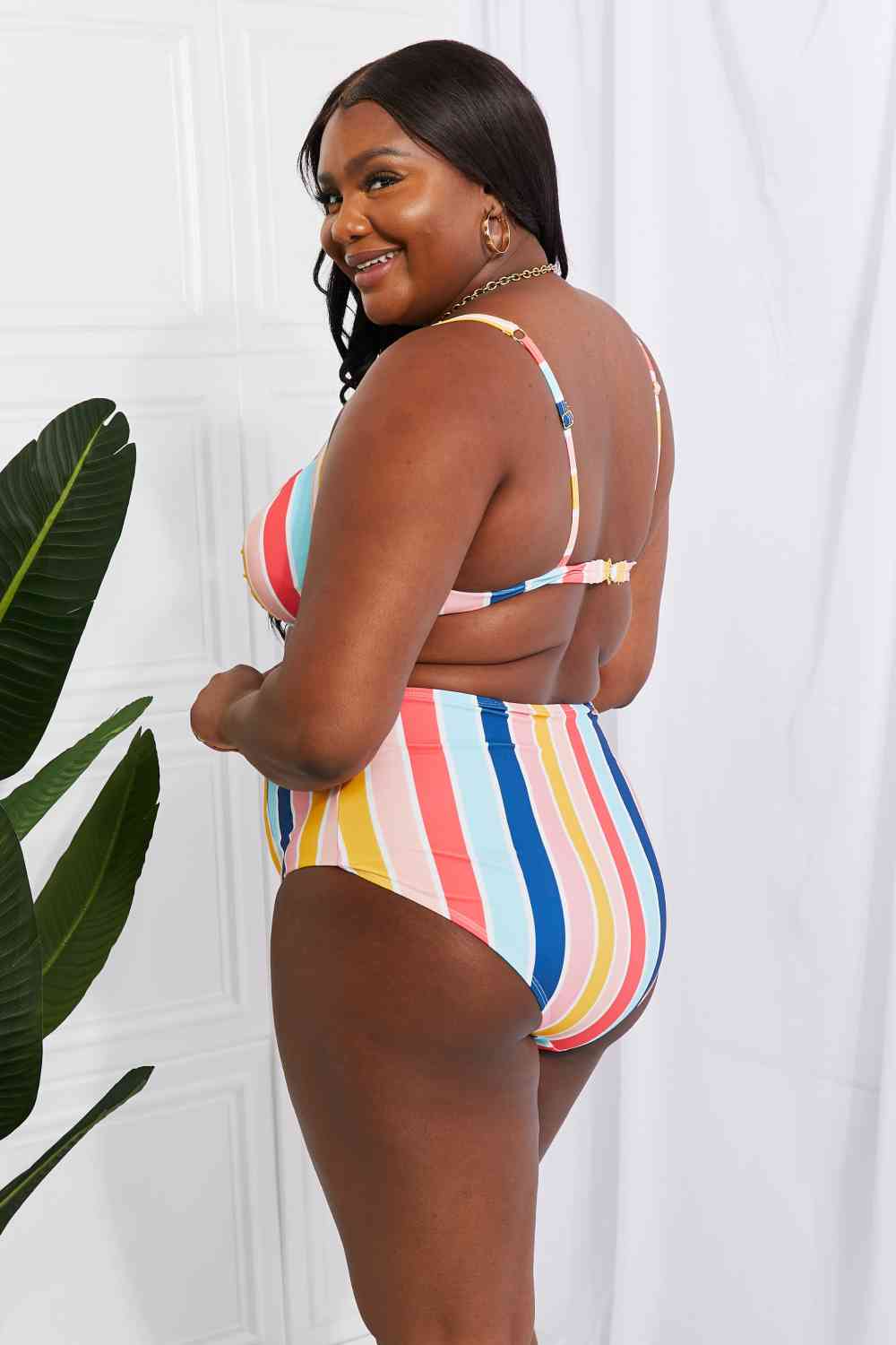 Floreana Twist High-Rise Bikini in Stripe By Mariana West Swim