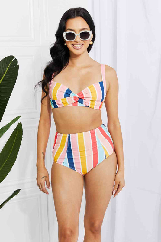 Floreana Twist High-Rise Bikini in Stripe By Mariana West Swim