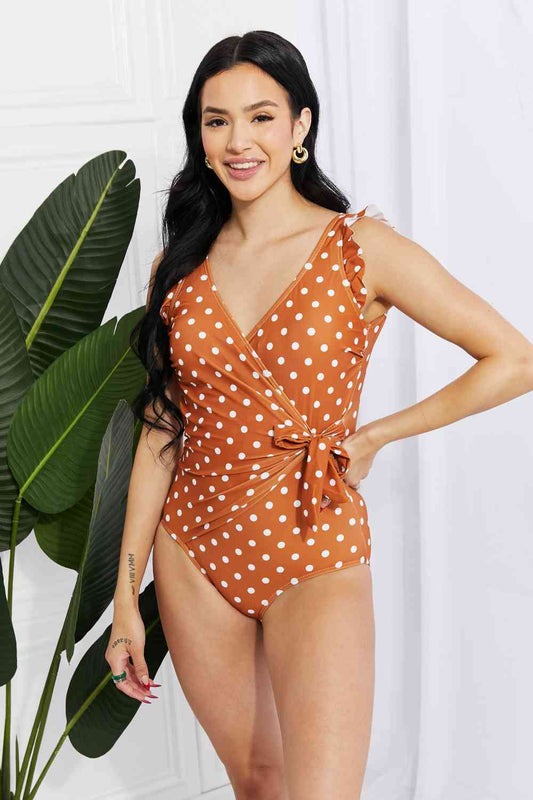 Mindil in Terracotta Faux Wrap One-Piece By Marina West Swim