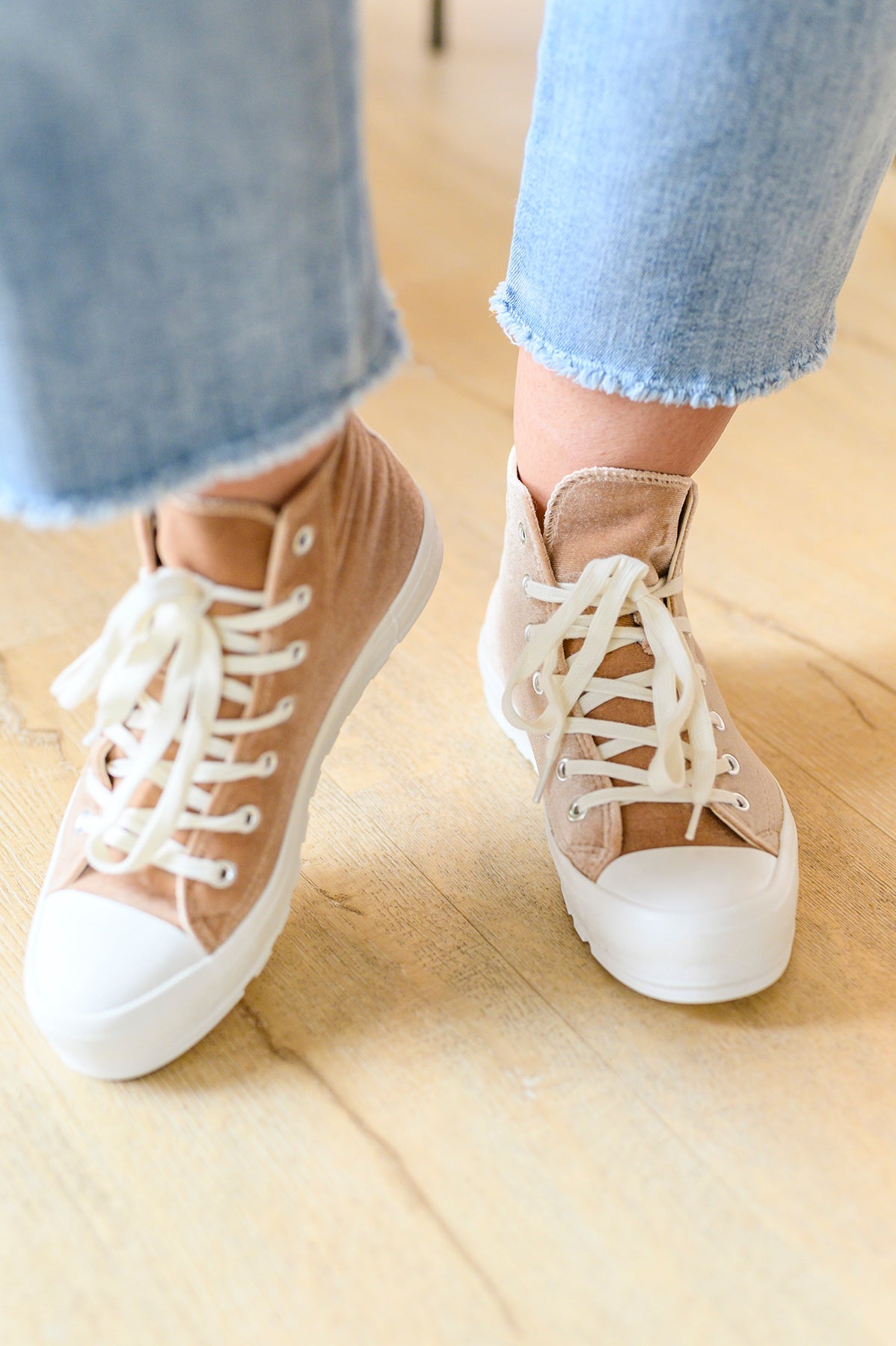 Nancy Velvet High Tops in Tan