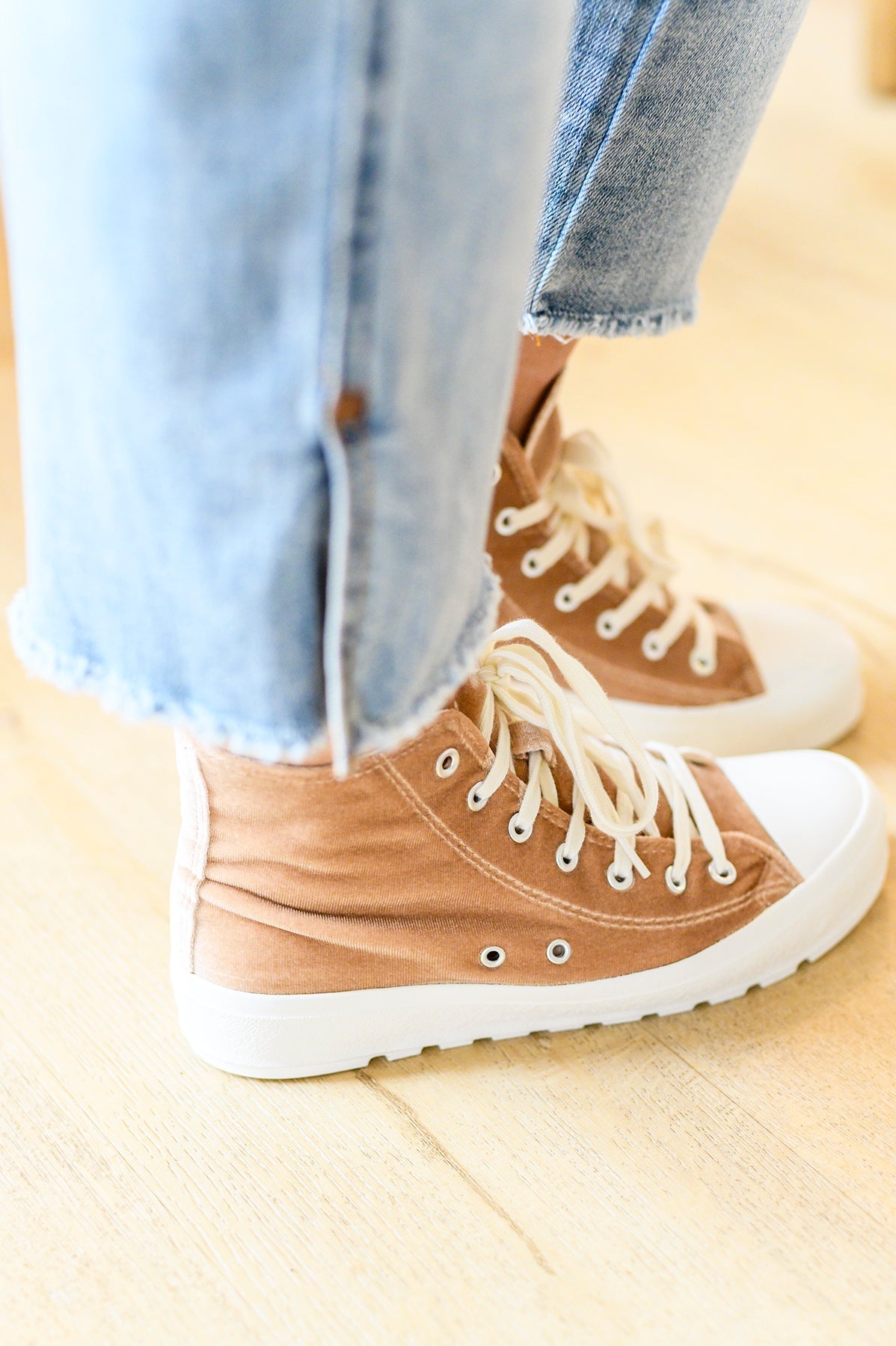 Nancy Velvet High Tops in Tan