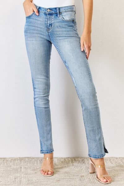 Jasmyn Full Size Mid Rise Y2K Slit Bootcut Jeans By Kancan