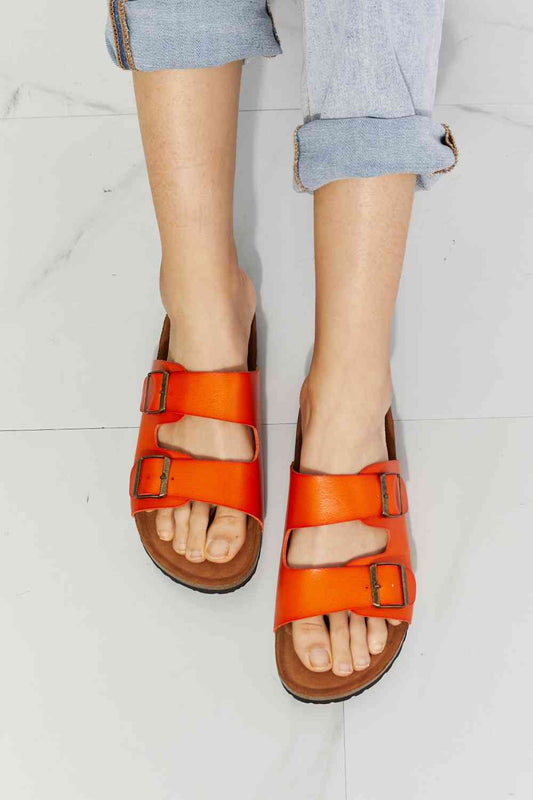 Fanny Orange Double Banded Slide Sandals